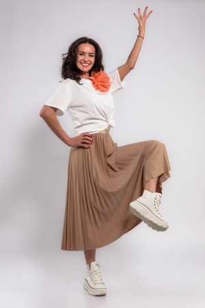 Fusta midi plisata bej [1]