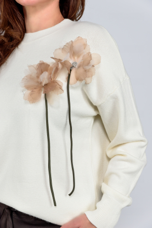 Pulover ivoire cu floare 3d [3]
