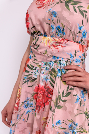 Rochie scurta petrecuta la spate_roz flori [4]