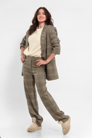 Pantaloni - Pantaloni drepti stofa carouri