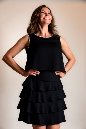 Rochii elegante - Rochie din triplu voal cu perle