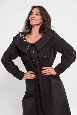 Rochie din poplin fin negru marimi mari [3]