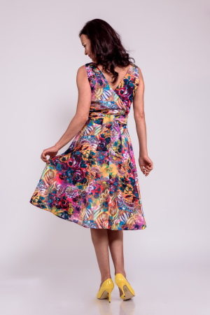 Rochie scurta petrecuta la spate_pictura multicolora [2]