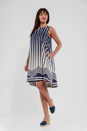 Rochii de vară - Rochie cu dungi bleumarin scurta