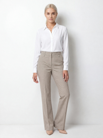 Pantaloni - Pantalon office drepti cu talie inalta light grey