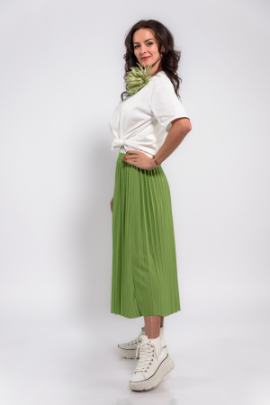 Fusta midi plisata verde crud [1]