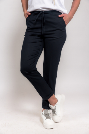 Pantaloni bleumarin casual cu snur in talie [1]
