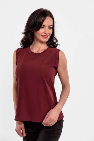 Bluze elegante - Maieu cu volanas la gat si rascroi_visiniu