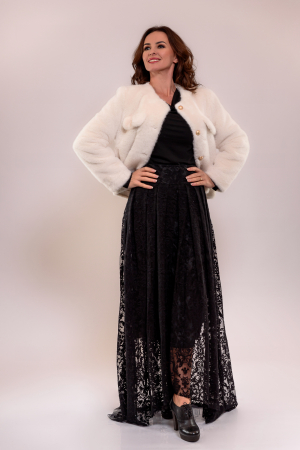 Blanita crem model vintage cu nasturi aurii [2]