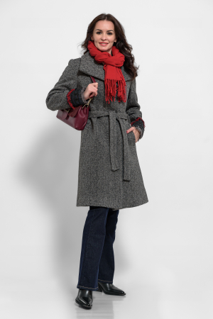 Paltoane - Palton stofa bradut cu accesorii brodate la maneci