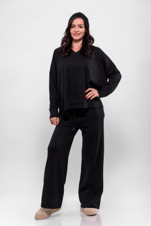 Compleuri - Compleu  negru tricotat cu caciulita