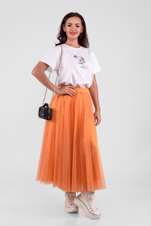 Colectia Noua - Fusta Effect  tulle portocaliu-eleganta fara efort in fiecare zi