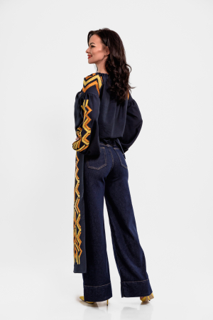 Bluza cu broderie in nuante de galben si mustar [4]