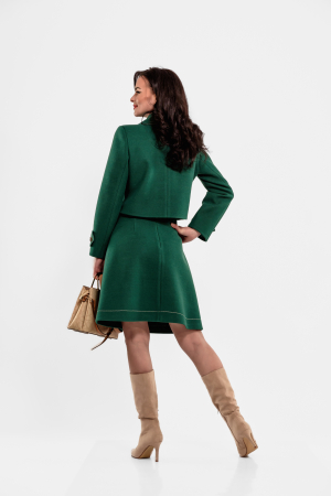 Fusta Effect verde, cusaturi ornamentale in contrast [1]