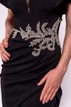 Rochie de ocazie cu broderie strasuri pe lateral [5]