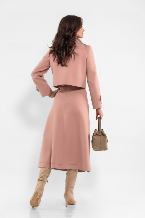 Fusta midi stofa roz, cusaturi ornamentale [1]