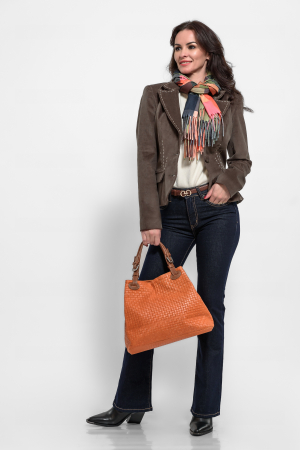 Sacouri - Sacou catifea reiata maro si cusaturi ornamentale