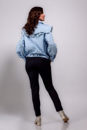 Camasa albastra cu guler supradimensionat cu dantela [2]