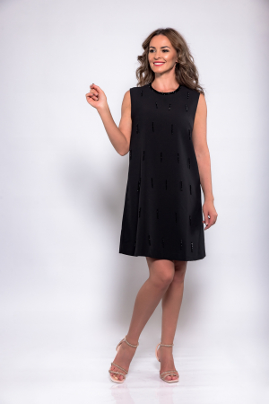 Rochii elegante - Rochie eleganta cu aplicatii din franjuri mici din margele negre