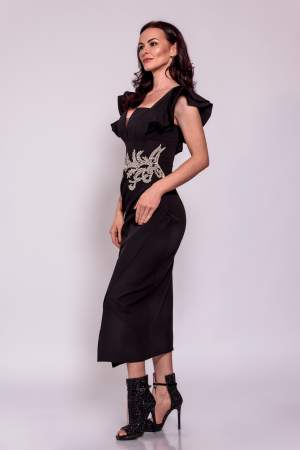Rochie de ocazie cu broderie strasuri pe lateral [2]