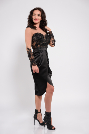 Rochie de ocazie din tafta cu aplicatii dantela pretioasa [1]