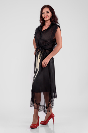 Fusta cu design couture din tafta, voal si dantela chantilly [1]