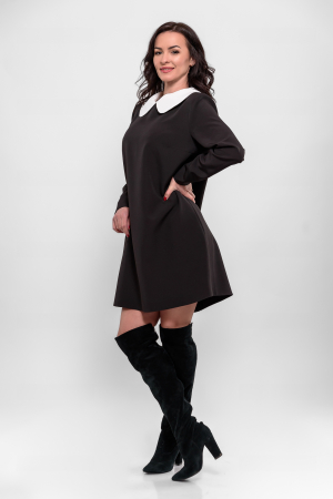 Rochie stofa neagra forma A cu guler detasabil [2]