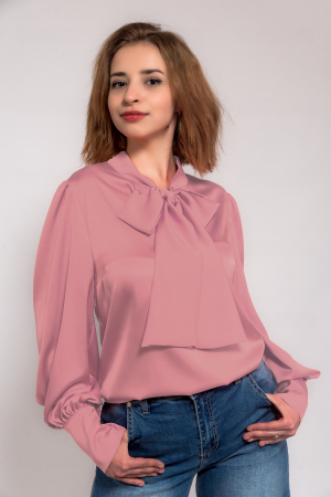 Bluza satin cu funda ampla la gat si nasturi perla la manseta [5]