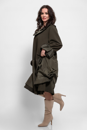 Rochie marime mare bumbac cu tafta oliv [1]