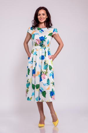 Rochie cu pliuri_ bleu, flori albastre [1]