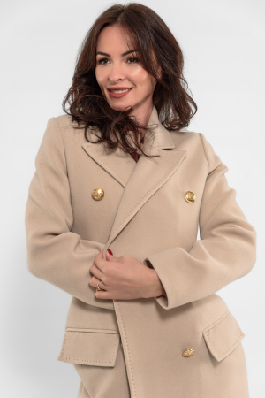 Palton stofa bej cald cu casmir la doua randuri de nasturi [2]