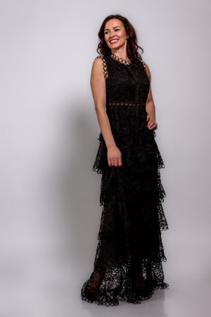 Rochii de ocazie - Rochie de ocazie lunga romantica din dantela cu detalii rafinate