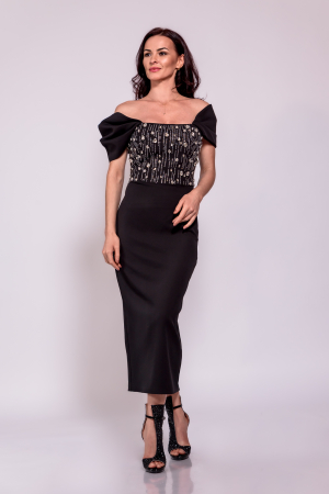 Rochii elegante - Rochie cu corset si strasuri sub forma de picaturi de ploaie