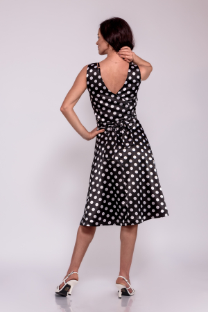Rochie scurta petrecuta la spate_negru buline albe [2]