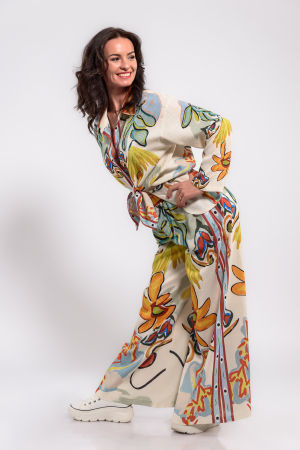 Pantaloni largi din in imprimat [1]