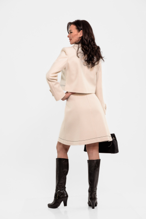 Fusta crem Effect, cusaturi ornamentale in contrast [2]