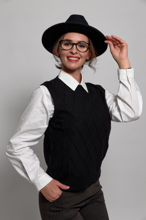 Camasi - Camasa din poplin cu vesta tricotata