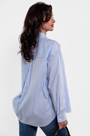 Camasa cu dungi bleu-alb, capsuni brodate [2]