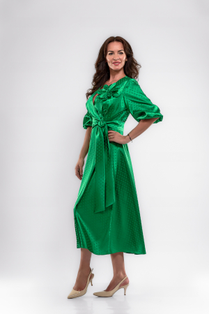 Rochie tripluvoal  satinat cu buline si floare supradimensionata [2]