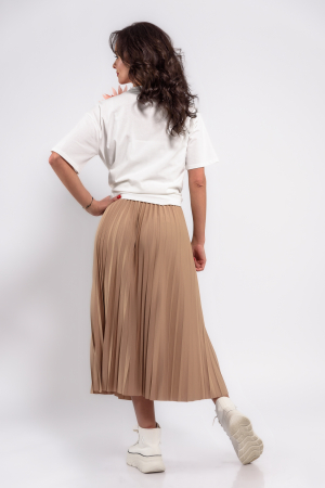 Fusta midi plisata bej [2]
