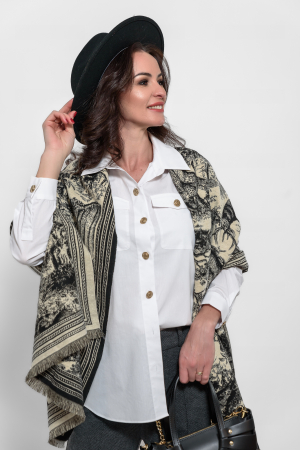 Accesorii - Esarfa groasa pufoasa cu imprimeu jungle