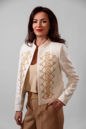 Sacouri - Sacou Effect elegant din brocart ivory