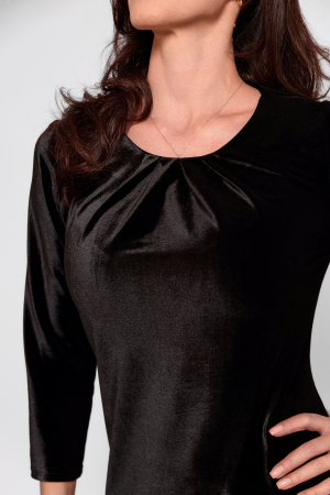 Rochie Effect catifea neagra cu bordura brodata [2]