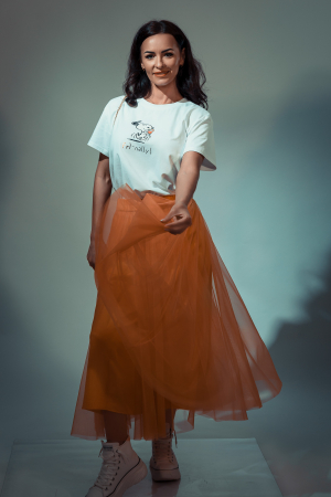 Fusta Effect  tulle portocaliu-eleganta fara efort in fiecare zi [2]