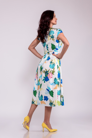 Rochie cu pliuri_ bleu, flori albastre [3]