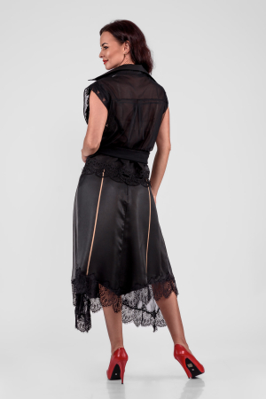 Fusta cu design couture din tafta, voal si dantela chantilly [3]