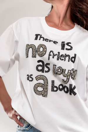 Tricou oversize cu logo motivational si strasuri [3]