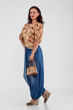 Pantaloni tip salvari din denim subtire [2]