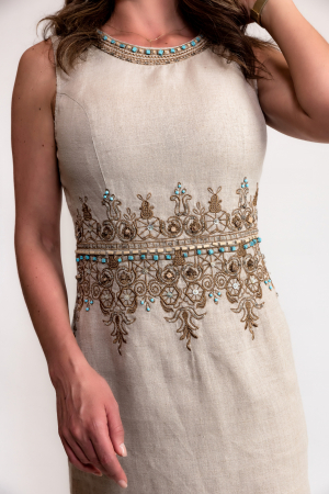 Rochie din in 100% accesorizata manual [1]
