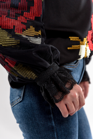 Bluza cu broderie si dantela de bumbac [5]